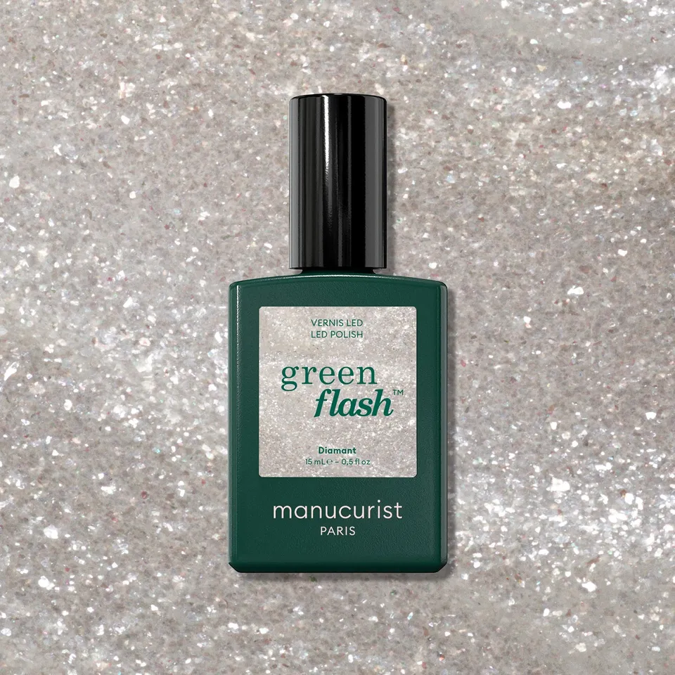manicurist-green-flash-vernis-semi-permanent-diamant-argent-paillet image 1