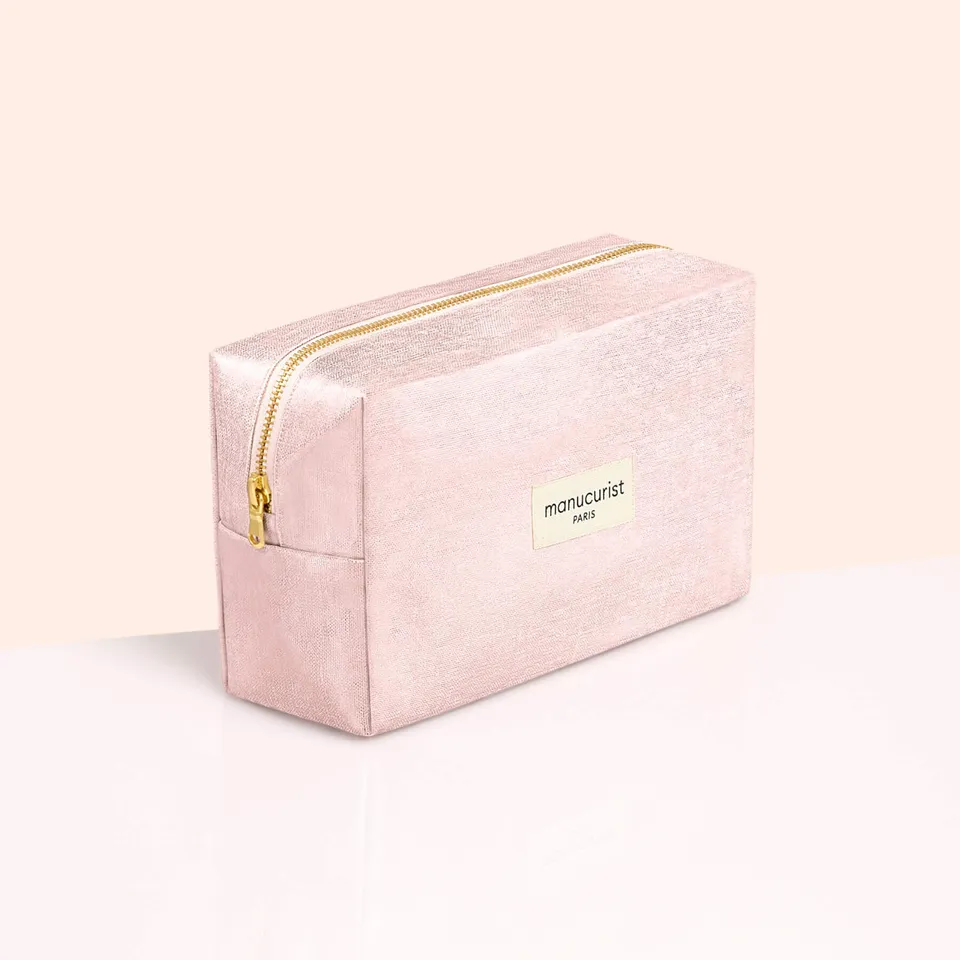 manicurist-trousse-lurex-rose-pochette-manucure-scintillante image 1
