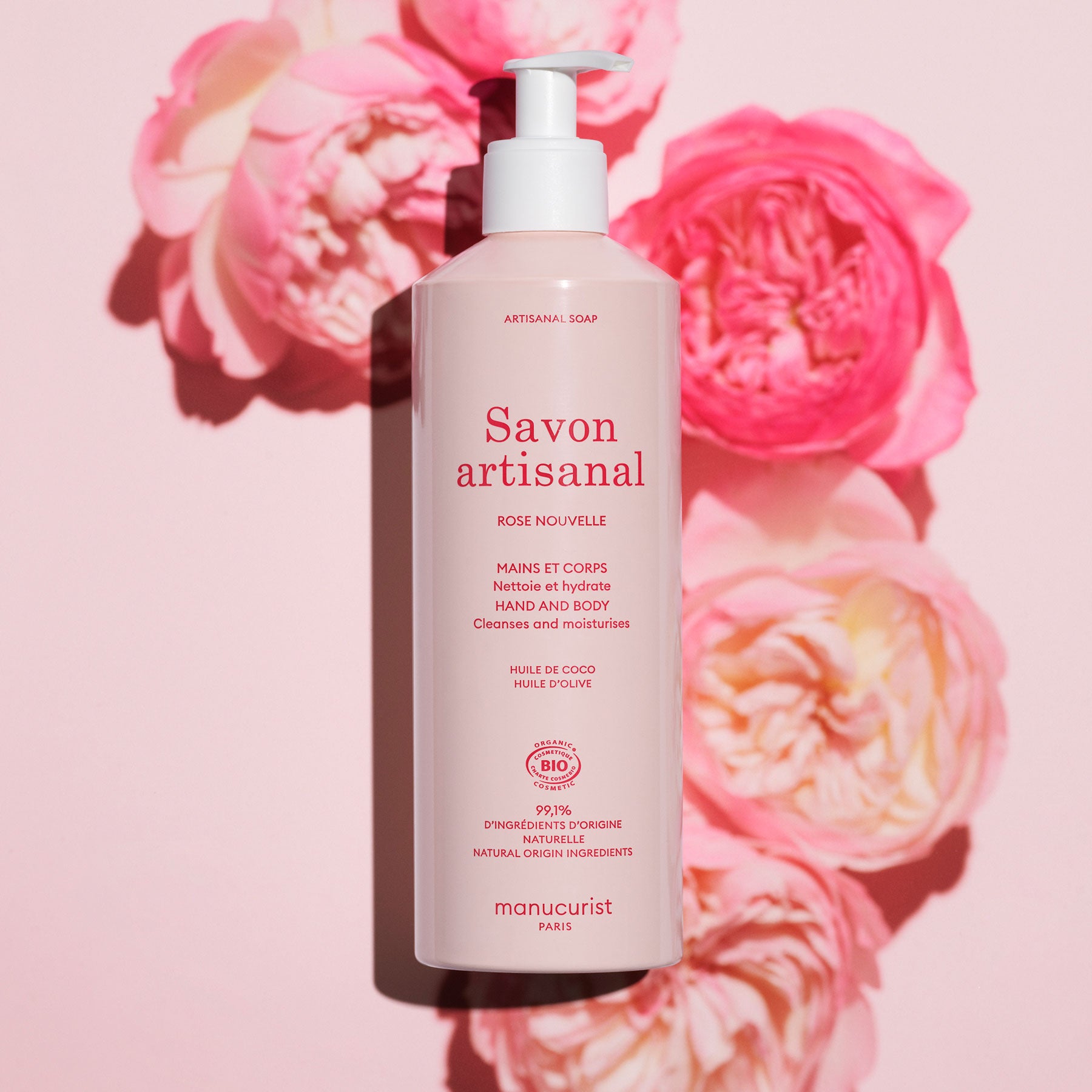 manicurist-soins-savon-artisanal-rose-nouvelle-savon-500ml-bio image 1