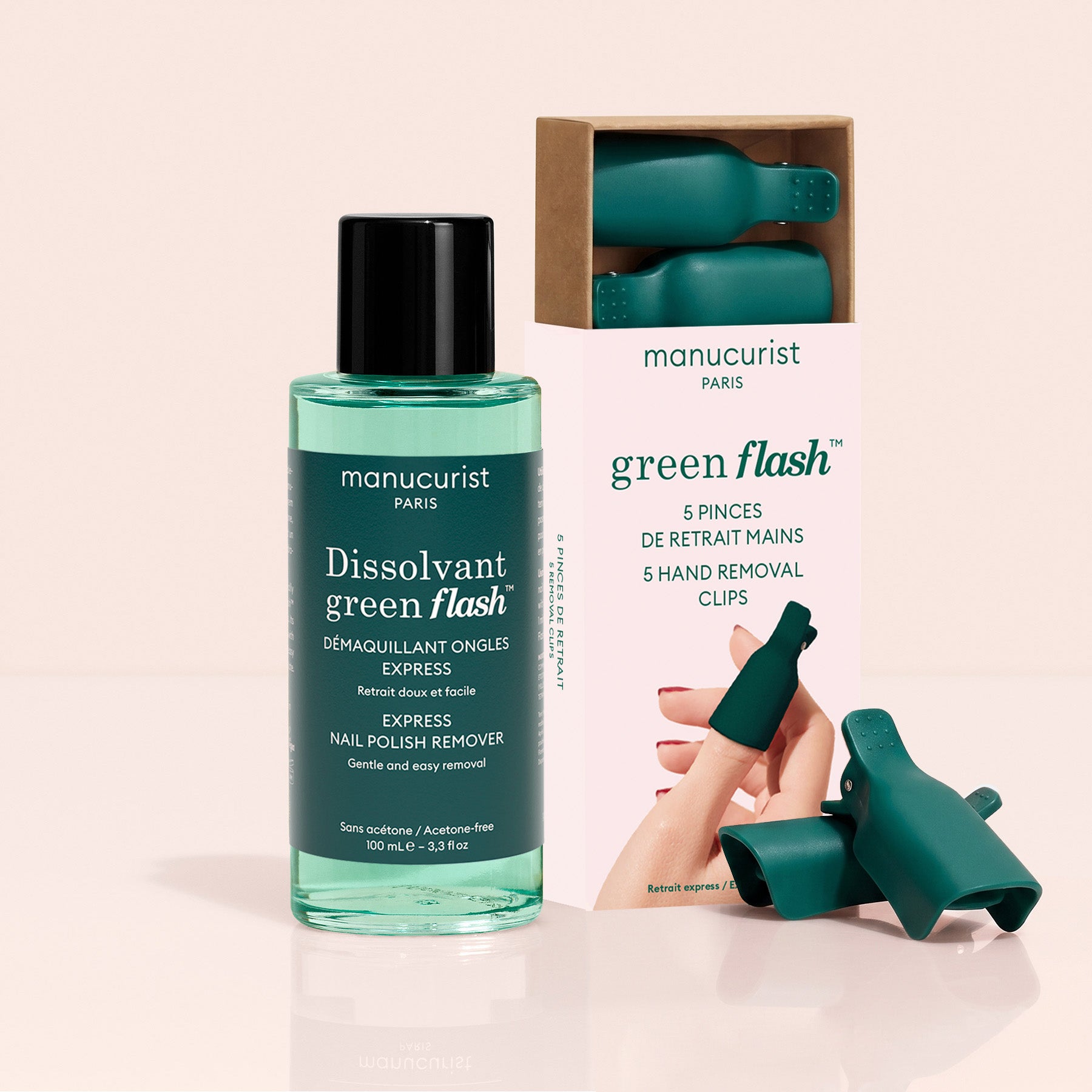 manicurist-green-flash-duo-dissolvant-doux-pinces-retrait image 1