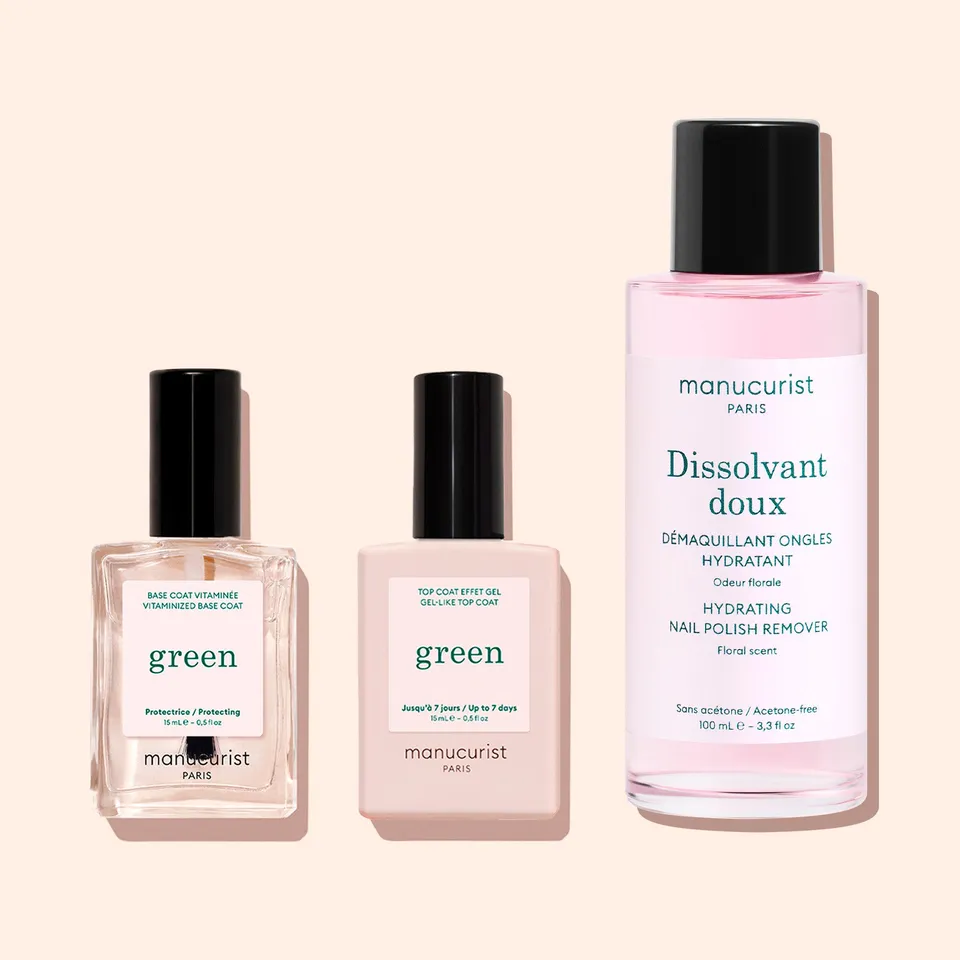 manicurist-green-trio-base-top-dissolvant-doux-kit-vernis-7-jours image 1